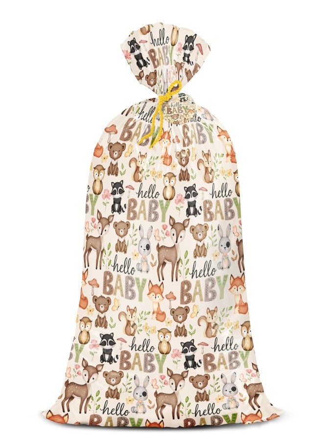 WRAPAHOLIC 56" Large Baby Shower Plastic Gift Bag - Little Woodland Animal Jumbo Bike Bag Gift Wrap for Baby Shower, Kids Birthdays, Parties, Celebrating, or Any Occasion - 56" H x 36" W - Image 1